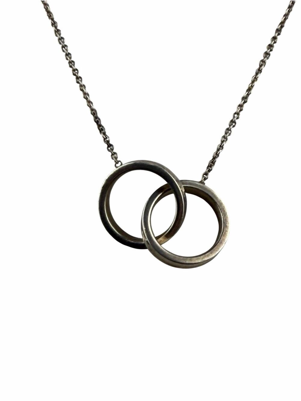 Tiffany & Co 1837 Interlocking Circles Sterling Silver Necklace 20" Chain AG 925
